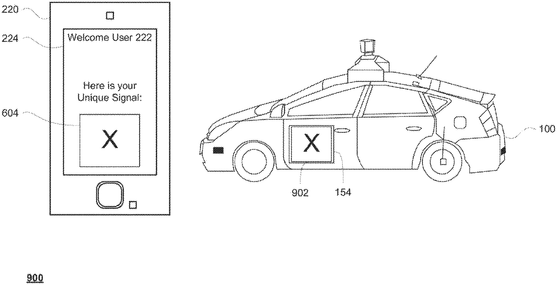 Patent diagram: Unique Signaling for Vehicles to Preserve User Privacy